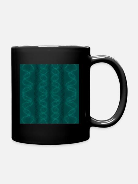 Grüne vertikale Wellen - Tasse einfarbig - Schwarz