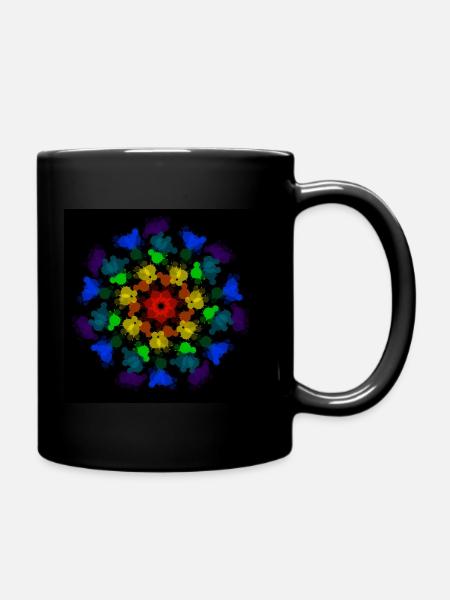 rainbow flower - Full Colour Mug - black
