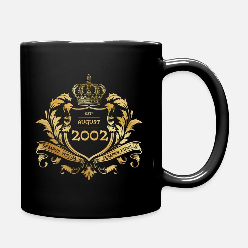22. Geburtstag "Semper Verum - Established 08/2002 - Tasse einfarbig - Schwarz