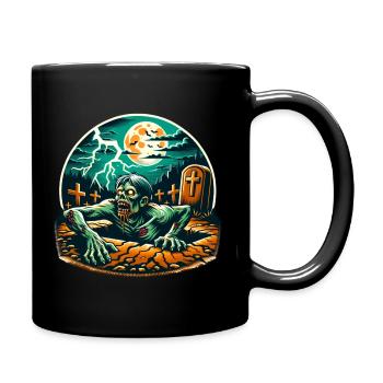 Joyeux Halloween Zombie Cimetière Pleine Lune - Mug uni - noir - Droite