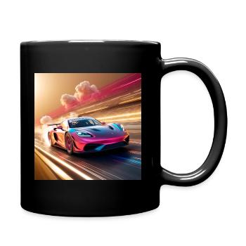 A sleek lowpoly 3D car model A racing car - Full Colour Mug - black - Right