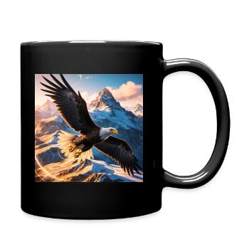 A majestic eagle in flight soaring through - Full Colour Mug - black - Right