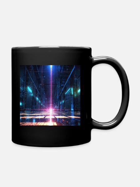 Colorful and intertwined geometric shapes - Full Colour Mug - black