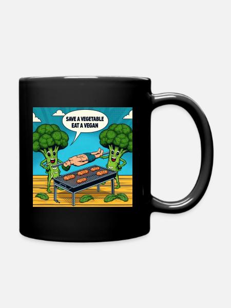 Rette ein Gemüse! - Tasse einfarbig - Schwarz
