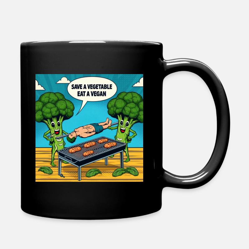 Rette ein Gemüse! - Tasse einfarbig - Schwarz