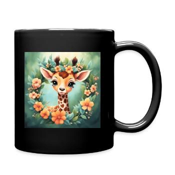 Mignon Kawaii Bébé Giraf Floral - Mug uni - noir - Droite