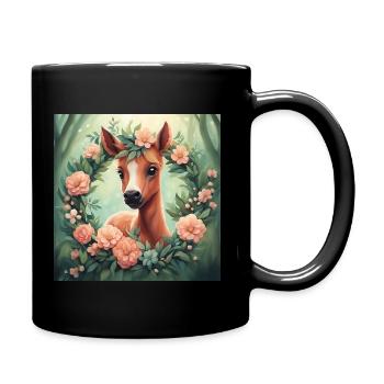 Mignon Kawaii Bébé Cheval Floral - Mug uni - noir - Droite