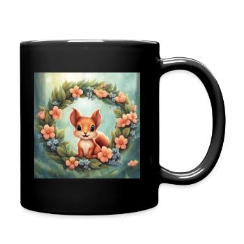 Mignon Kawaii Bébé Écureuil Floral - Mug uni - noir - Droite