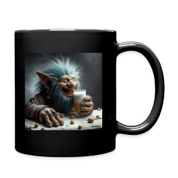 Une bière avec un troll ? - Mug uni - noir - Droite