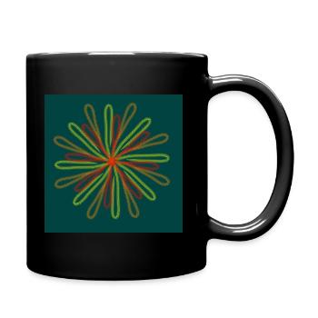 Geometrische stilisierte Blume - Tasse einfarbig - Schwarz - Rechts