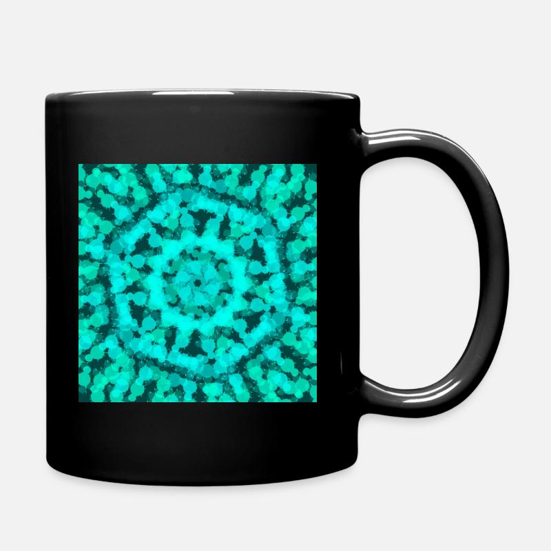 Abstract geometric teal background - Full Colour Mug - black