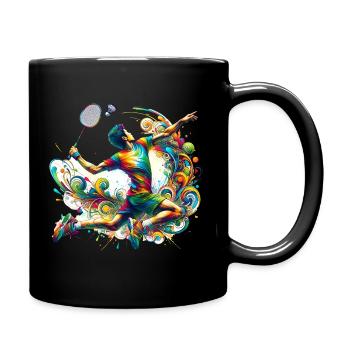 Cooles Badminton Federball Design - Tasse einfarbig - Schwarz - Rechts