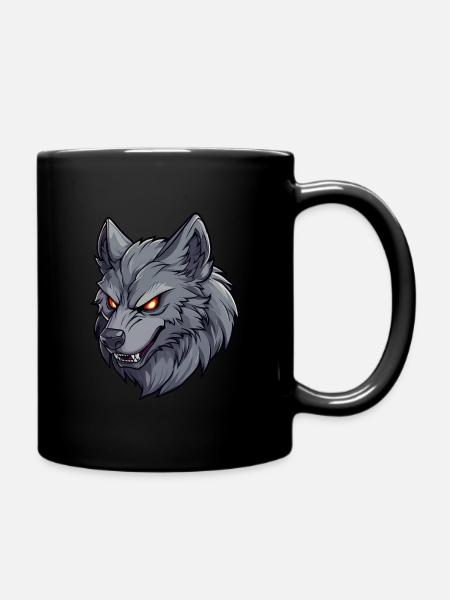 wolve head - Tasse einfarbig - Schwarz