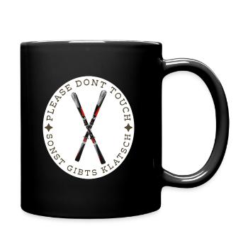 Ski: Please don't touch - sonst gibt's Klatsch! - Tasse einfarbig - Schwarz - Rechts