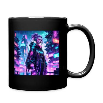 Cyberpunk Anime Girl - Tasse einfarbig - Schwarz - Rechts