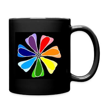 Rainbow abstract flower - Full Colour Mug - black - Right