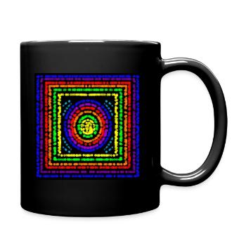 Regenbogenquadrate und -kreise - Tasse einfarbig - Schwarz - Rechts