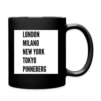 London Milano New York Tokyo Pinneberg - Tasse einfarbig - Schwarz - Rechts