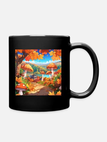 Autumn landscape in anime style - Full Colour Mug - black