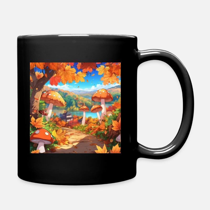 Herbstlandschaft im Anime-Stil - Tasse einfarbig - Schwarz