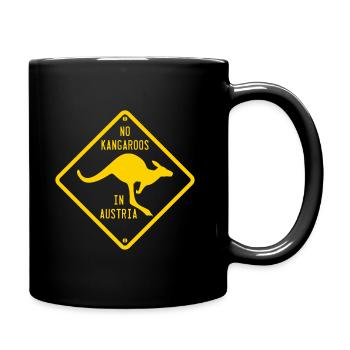 No Kangaroos in Austria Road Sign - Full Colour Mug - black - Right