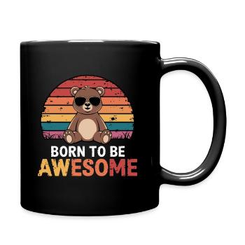 Teddy Bär Spruch Born to be Awesome - Tasse einfarbig - Schwarz - Rechts