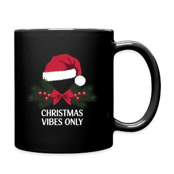 Christmas Vibes Only Nikolausmütze Weihnachten - Tasse einfarbig - Schwarz - Rechts