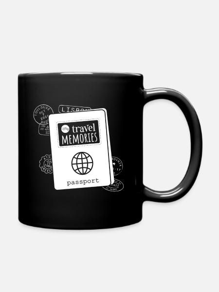 Meine Reise merkt sich Reisepass - weiß - Tasse einfarbig - Schwarz