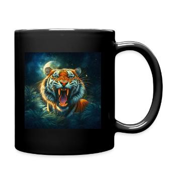 Roaring Tiger Moonlit Jungle - Full Colour Mug - black - Right