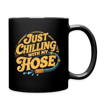 Entspannt im Garten mit Humor - Tasse einfarbig - Schwarz - Rechts