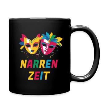 Karneval Köln Fasching Kostüm Maske Narren - Tasse einfarbig - Schwarz - Rechts
