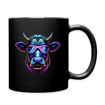 Kuh Brille lustig Rind Bauer Geschenk Landwirt - Tasse einfarbig - Schwarz - Rechts