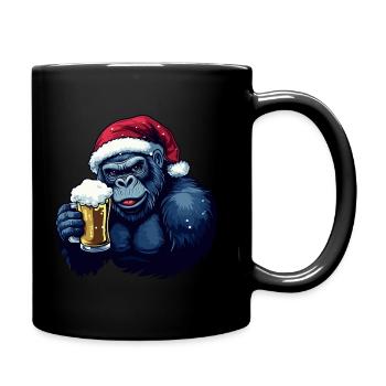 Gorilla Christmas Beer Funny - Full Colour Mug - black - Right