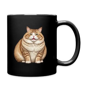 Dicke Katze - Tasse einfarbig - Schwarz - Rechts