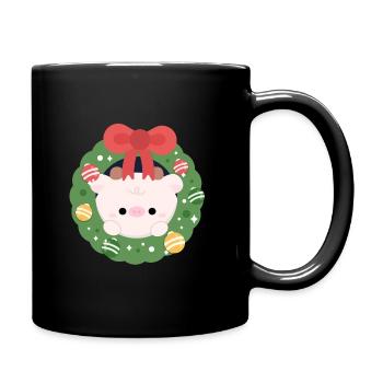 Kuh-Weihnachten - Tasse einfarbig - Schwarz - Rechts
