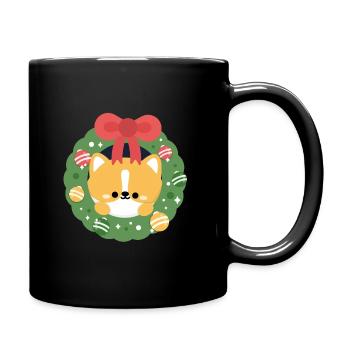 Corgi Dog Christmas - Full Colour Mug - black - Right