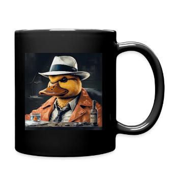 Detective Duck Hard Day Cute duck lover design - Full Colour Mug - black - Right