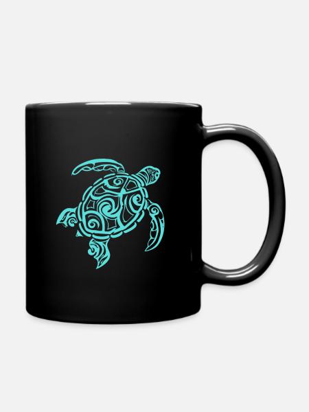 Tortue de mer, tortue marine, animal aquatique - Mug uni - noir