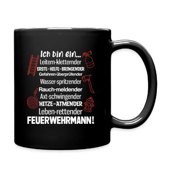 Ich bin ein.. Feuerwehrmann - Tasse einfarbig - Schwarz - Rechts