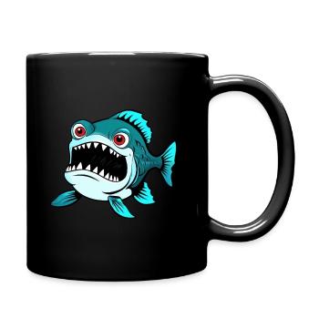 Cool Cartoon Piranha Fish - Full Colour Mug - black - Right