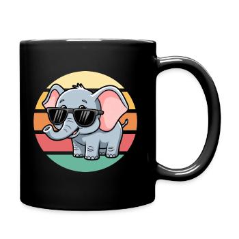 Cool Elephant With Sunglasses Vintage Sunset - Full Colour Mug - black - Right