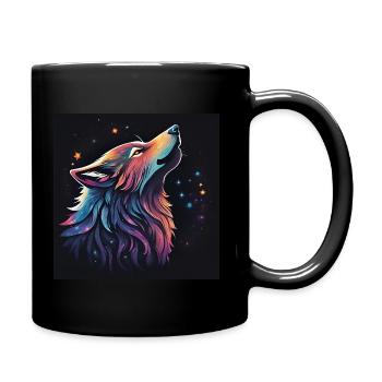 Galaxie-Wolf - Tasse einfarbig - Schwarz - Rechts