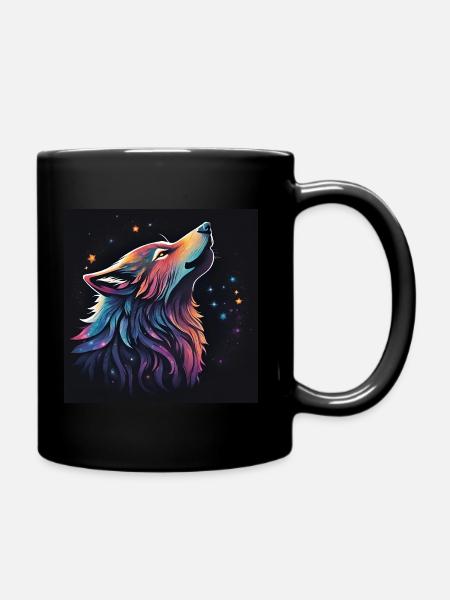 Galaxy Wolf - Full Colour Mug - black