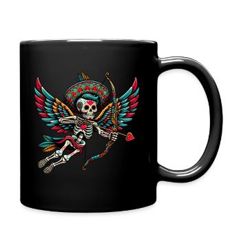 Cupid's arrow brings hearts together - Full Colour Mug - black - Right