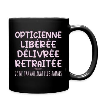 Optikerin feiert ihren Ruhestand mit humorvollem Geschenk - Tasse einfarbig - Schwarz - Rechts