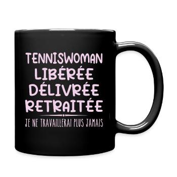 Tennisfrau feiert ihren Ruhestand mit Humor Geschenk - Tasse einfarbig - Schwarz - Rechts
