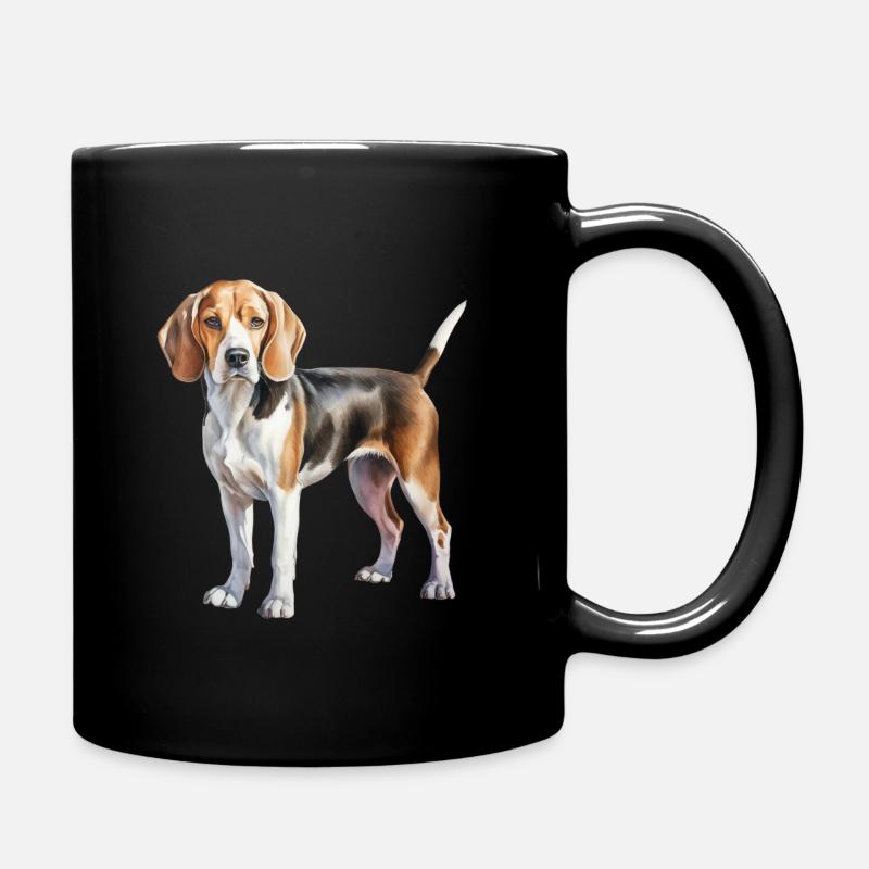 Beagle Dog - Hunting Animals - Full Colour Mug - black