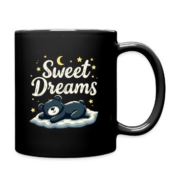 Teddybär Sweet Dreams Offizielles Schlafshirt - Tasse einfarbig - Schwarz - Rechts