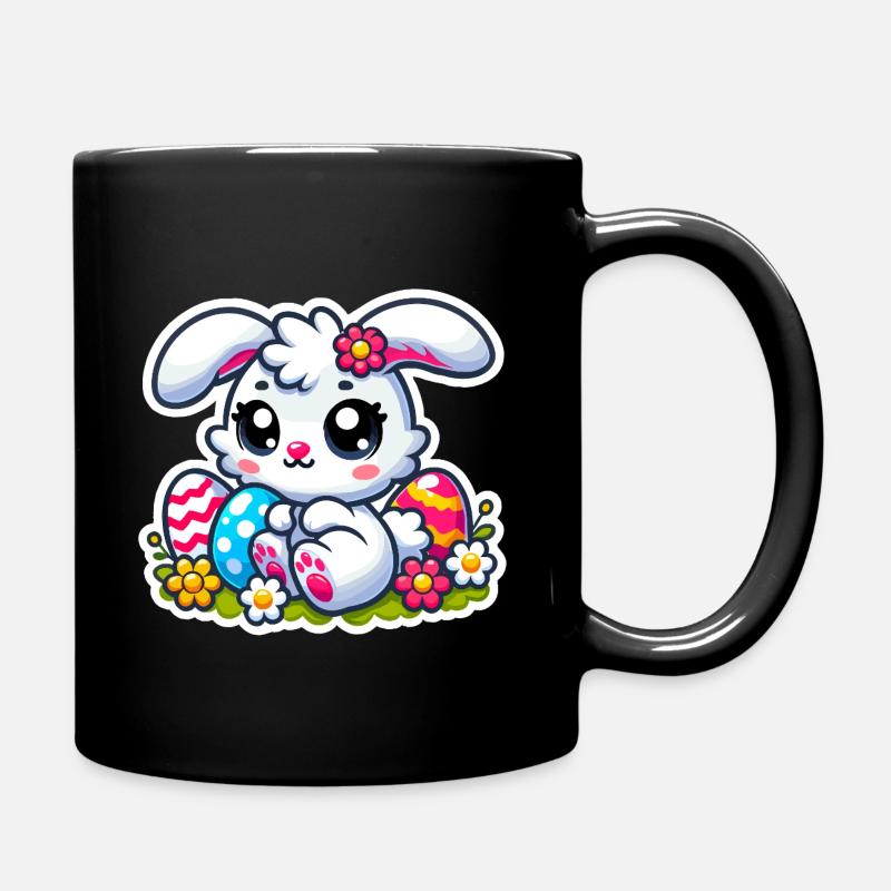 Süßer Hase - Ostern mit Eiern - Tasse einfarbig - Schwarz