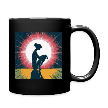 Pensive silhouette in the moonlight - Full Colour Mug - black - Right